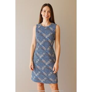 J MCLAUGHLIN DEVON DRESS M SHEATH PLAID SUMMER CASUAL OFFICE COASTAL TRAVEL
